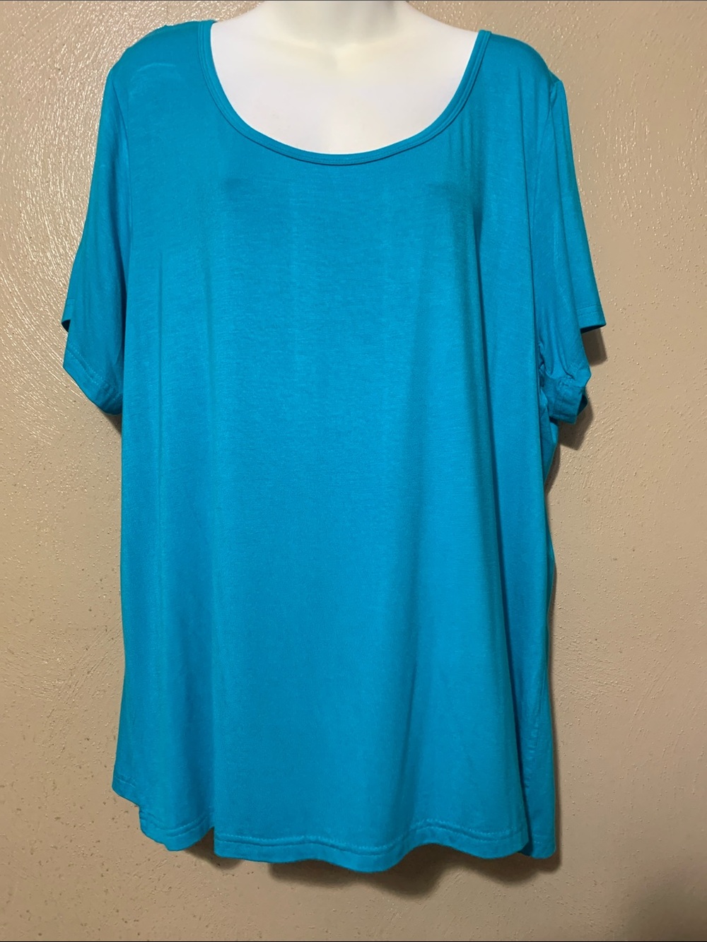 Ashley Stewart 22/24 Bright Turquoise Scoop Neck Short Sleeve Tee NWT